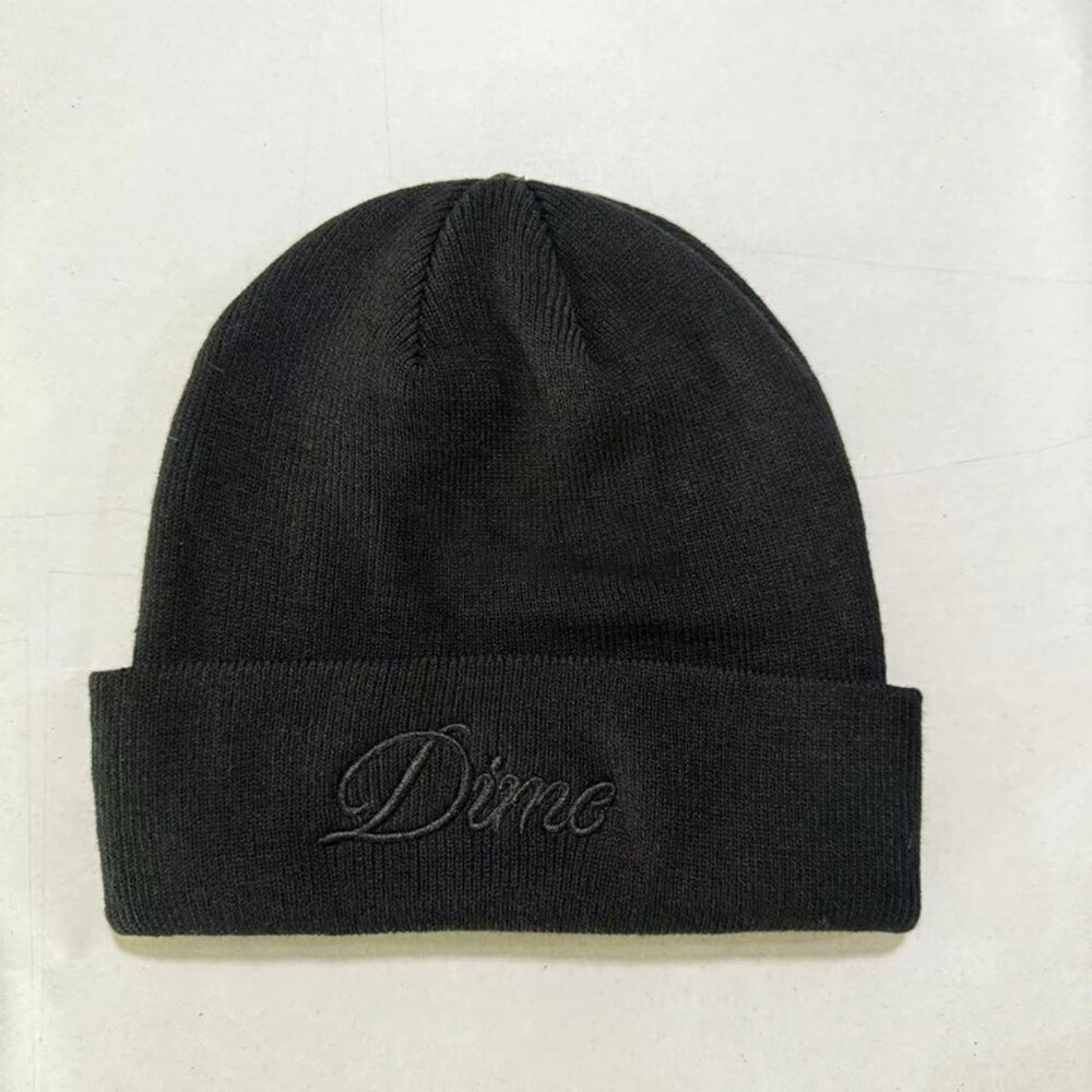 DIME Black Embroidered Knit Hat